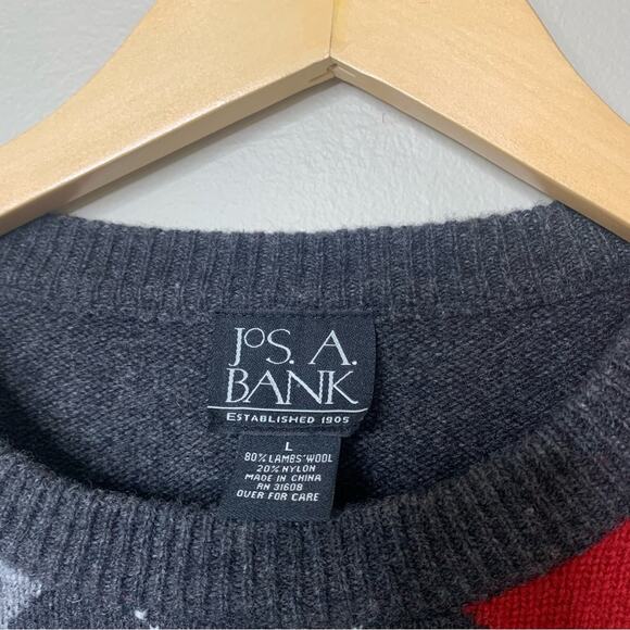 Jos. A. Bank Vintage Lambs Wool Argyle Sweater Mens Size Large Academia - Picture 2 of 3
